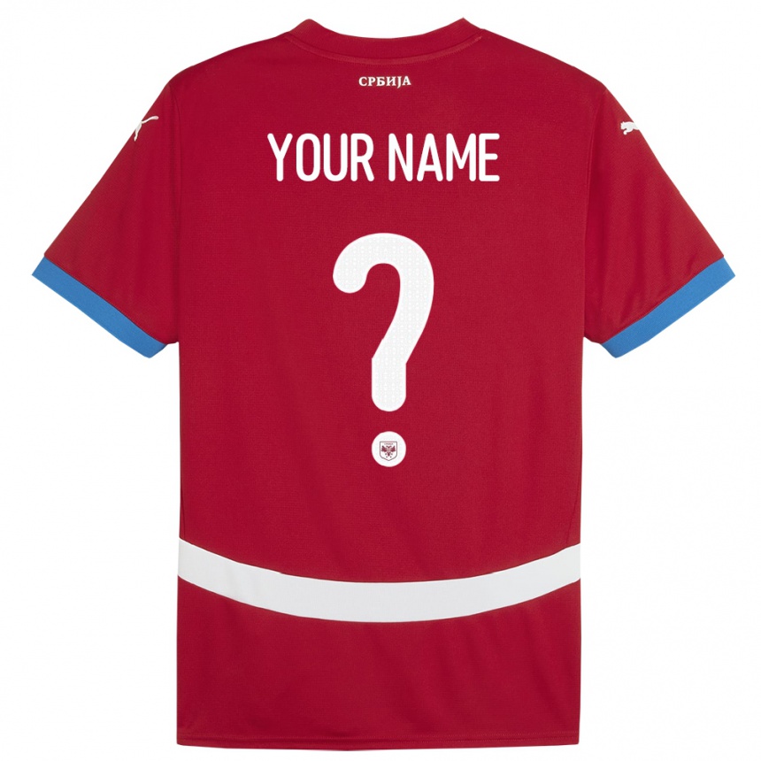 Kinder Fußball Serbien Ihren Namen #0 Rot Heimtrikot Trikot 24-26 T-Shirt Luxemburg