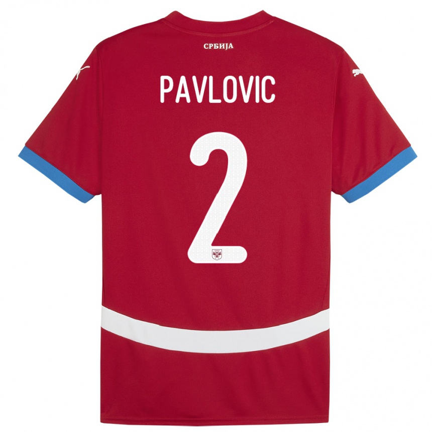 Kinder Fußball Serbien Strahinja Pavlovic #2 Rot Heimtrikot Trikot 24-26 T-Shirt Luxemburg