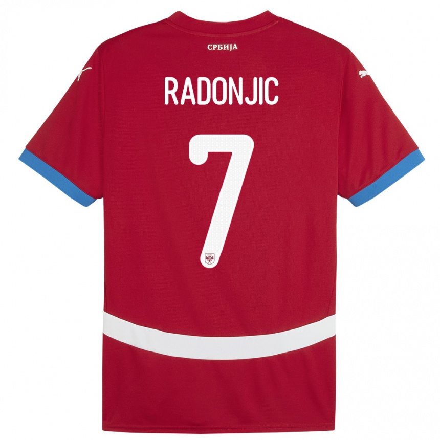Kinder Fußball Serbien Nemanja Radonjic #7 Rot Heimtrikot Trikot 24-26 T-Shirt Luxemburg