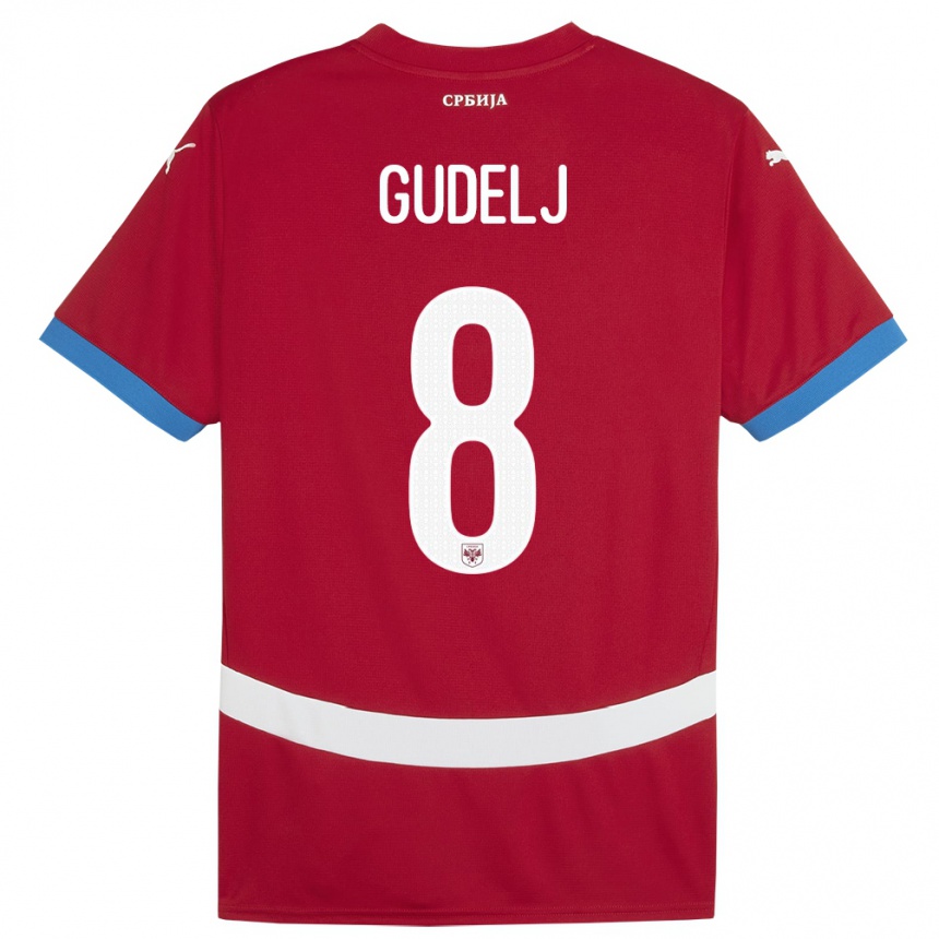 Kinder Fußball Serbien Nemanja Gudelj #8 Rot Heimtrikot Trikot 24-26 T-Shirt Luxemburg