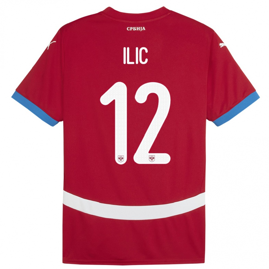 Kinder Fußball Serbien Marko Ilic #12 Rot Heimtrikot Trikot 24-26 T-Shirt Luxemburg