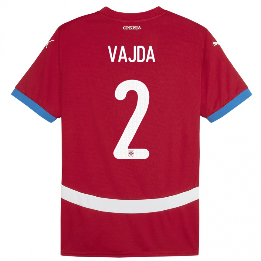 Kinder Fußball Serbien Orsoja Vajda #2 Rot Heimtrikot Trikot 24-26 T-Shirt Luxemburg