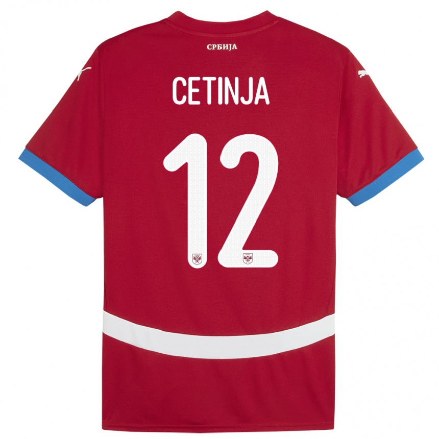 Kinder Fußball Serbien Sara Cetinja #12 Rot Heimtrikot Trikot 24-26 T-Shirt Luxemburg