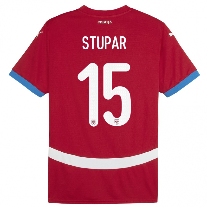 Kinder Fußball Serbien Zivana Stupar #15 Rot Heimtrikot Trikot 24-26 T-Shirt Luxemburg