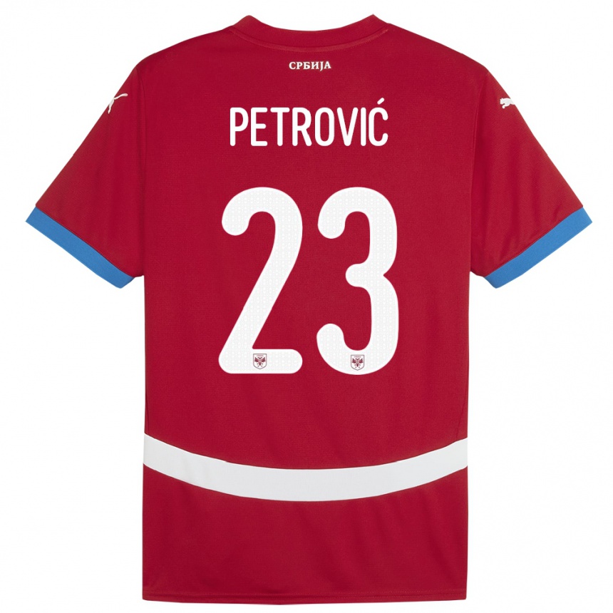 Kinder Fußball Serbien Jovana Petrovic #23 Rot Heimtrikot Trikot 24-26 T-Shirt Luxemburg
