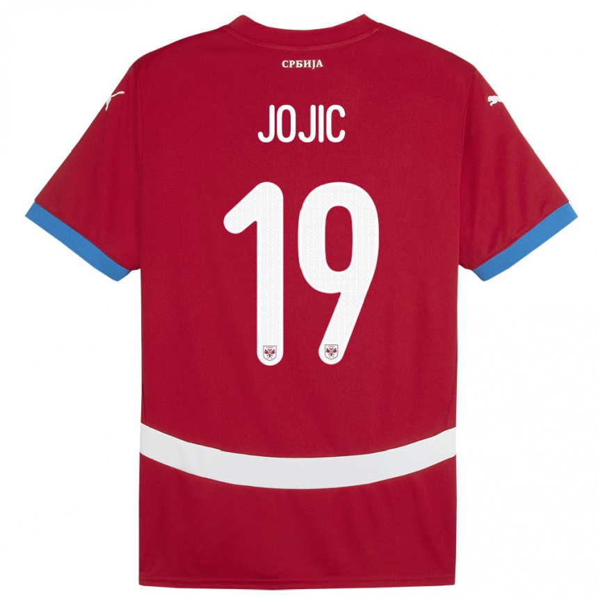 Kinder Fußball Serbien Nikola Jojic #19 Rot Heimtrikot Trikot 24-26 T-Shirt Luxemburg