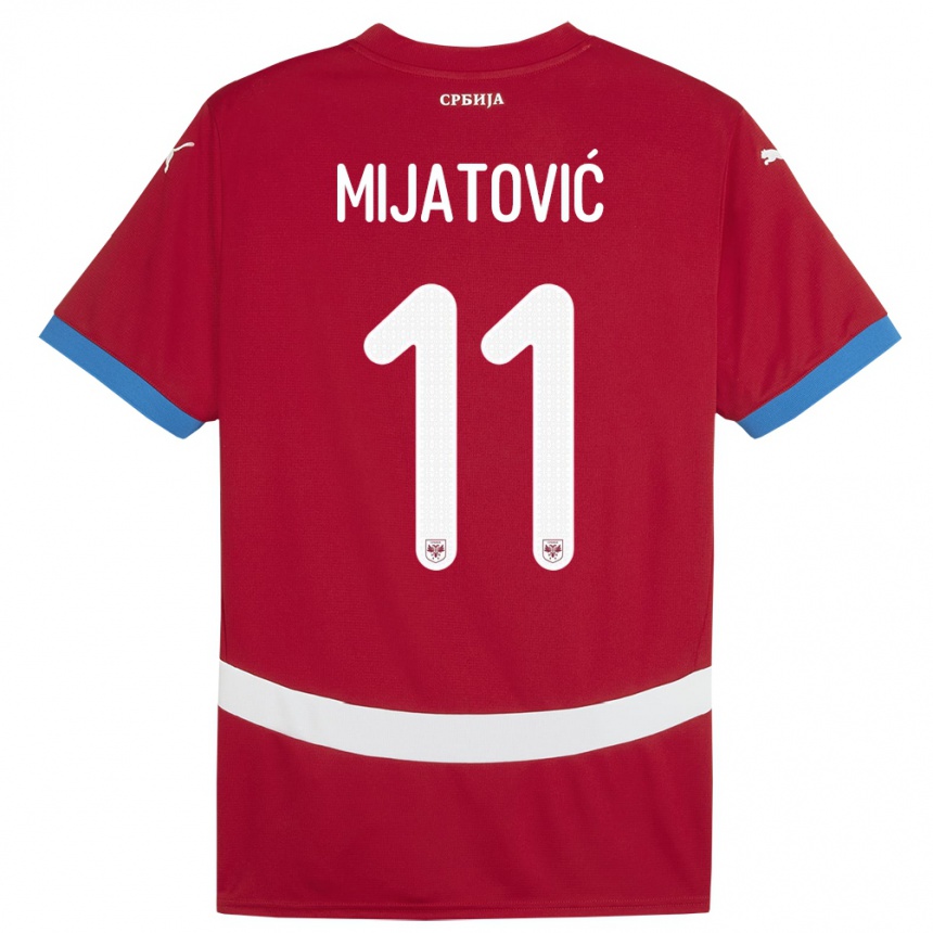 Kinder Fußball Serbien Jovan Mijatovic #11 Rot Heimtrikot Trikot 24-26 T-Shirt Luxemburg