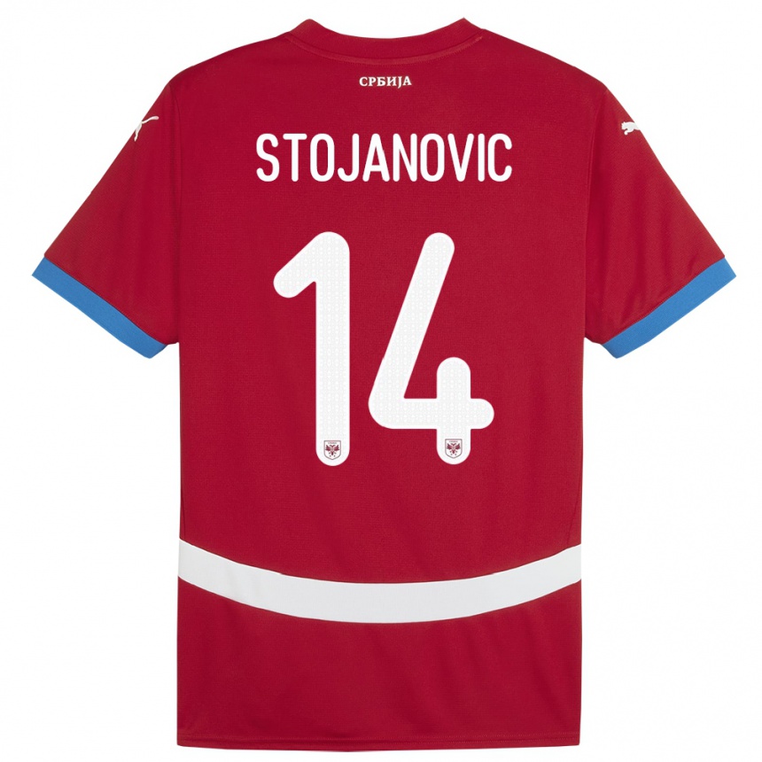 Kinder Fußball Serbien Matija Stojanovic #14 Rot Heimtrikot Trikot 24-26 T-Shirt Luxemburg