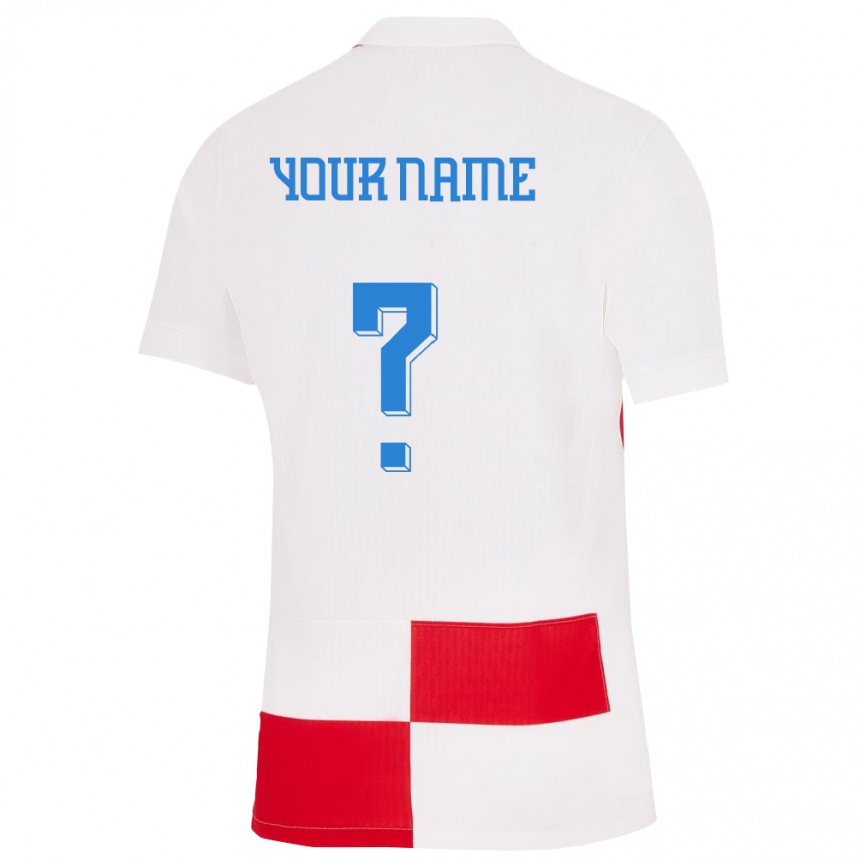 Kinder Fußball Kroatien Ihren Namen #0 Weiß Rot Heimtrikot Trikot 24-26 T-Shirt Luxemburg