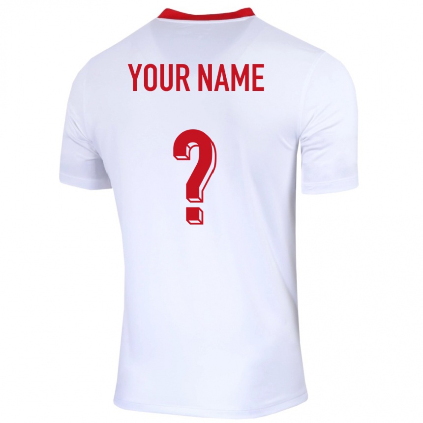 Kinder Fußball Polen Ihren Namen #0 Weiß Heimtrikot Trikot 24-26 T-Shirt Luxemburg
