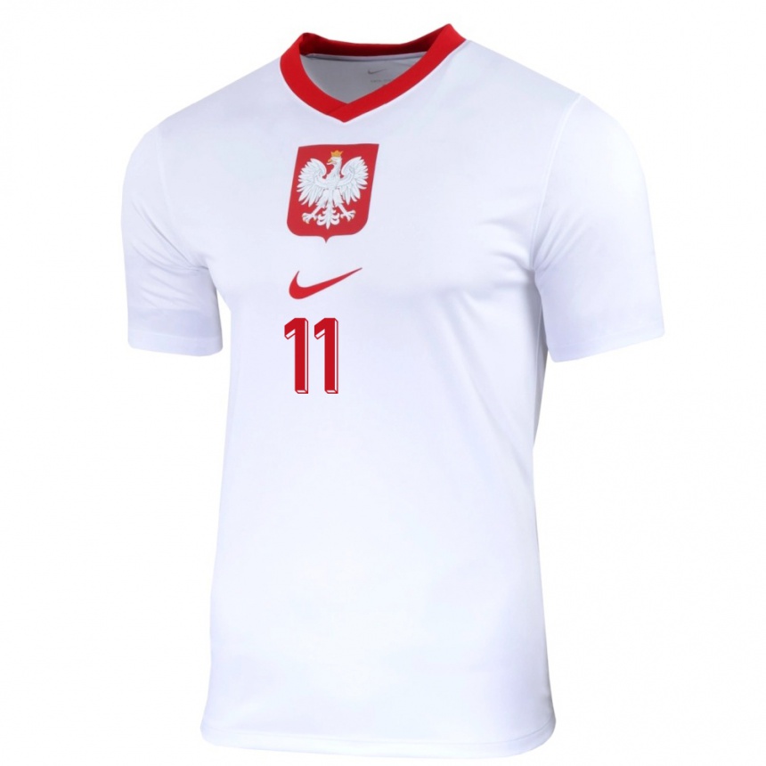 Kinder Fußball Polen Krzysztof Kolanko #11 Weiß Heimtrikot Trikot 24-26 T-Shirt Luxemburg