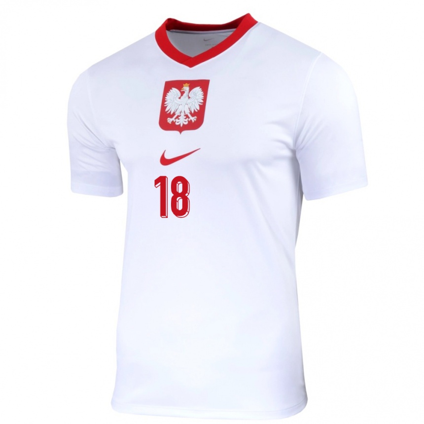 Kinder Fußball Polen Nikol Kaletka #18 Weiß Heimtrikot Trikot 24-26 T-Shirt Luxemburg