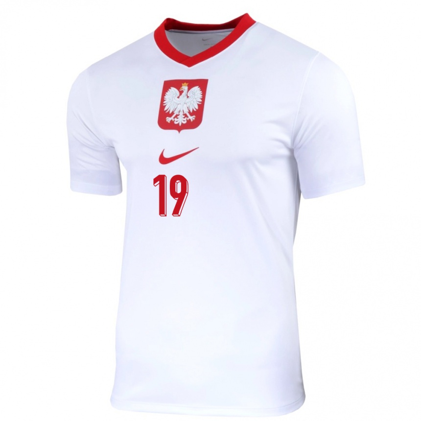 Kinder Fußball Polen Jan Faberski #19 Weiß Heimtrikot Trikot 24-26 T-Shirt Luxemburg