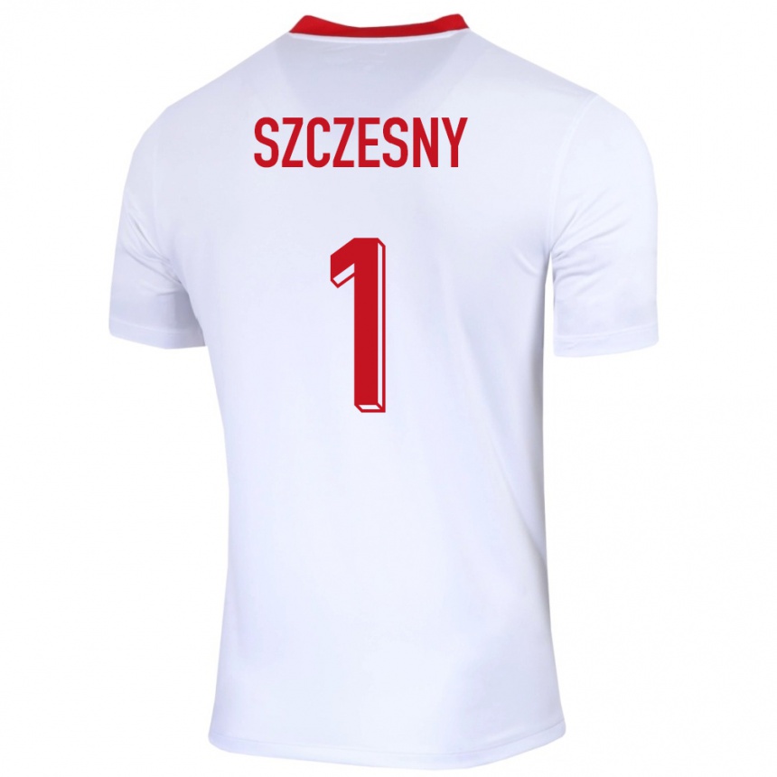 Kinder Fußball Polen Wojciech Szczesny #1 Weiß Heimtrikot Trikot 24-26 T-Shirt Luxemburg