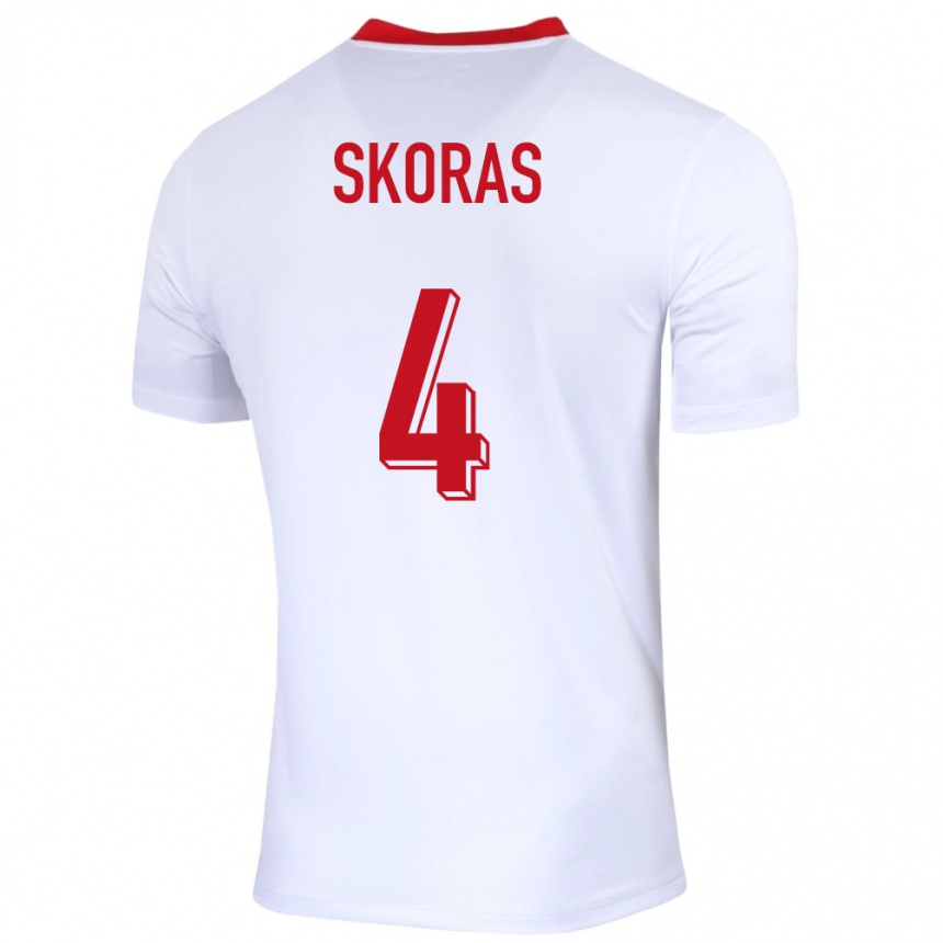 Kinder Fußball Polen Michal Skoras #4 Weiß Heimtrikot Trikot 24-26 T-Shirt Luxemburg