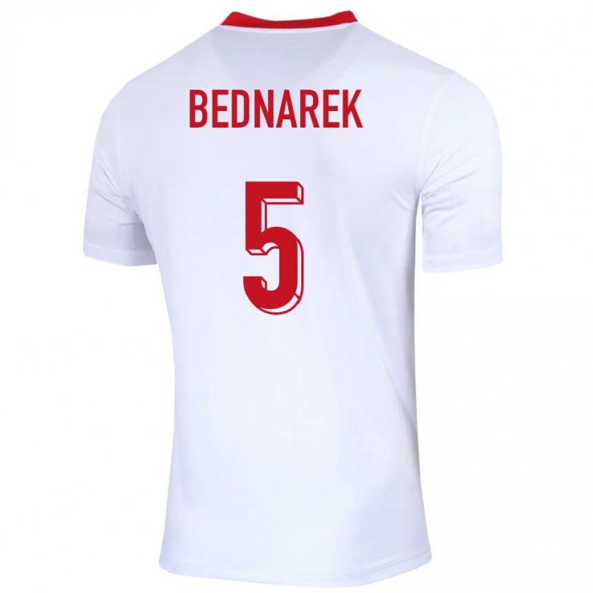 Kinder Fußball Polen Jan Bednarek #5 Weiß Heimtrikot Trikot 24-26 T-Shirt Luxemburg
