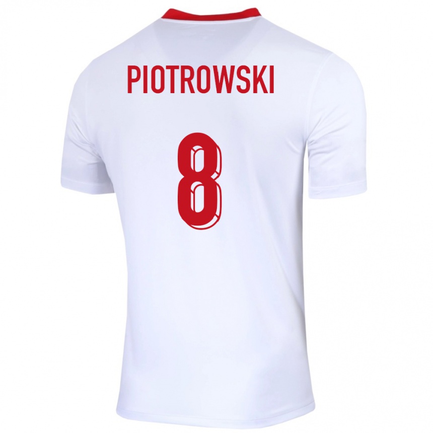 Kinder Fußball Polen Jakub Piotrowski #8 Weiß Heimtrikot Trikot 24-26 T-Shirt Luxemburg