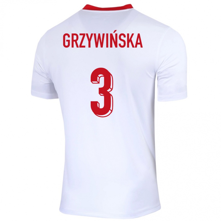 Kinder Fußball Polen Gabriela Grzywinska #3 Weiß Heimtrikot Trikot 24-26 T-Shirt Luxemburg