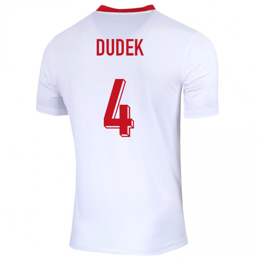 Kinder Fußball Polen Paulina Dudek #4 Weiß Heimtrikot Trikot 24-26 T-Shirt Luxemburg