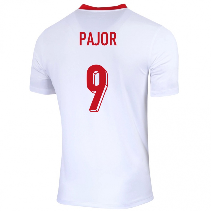 Kinder Fußball Polen Ewa Pajor #9 Weiß Heimtrikot Trikot 24-26 T-Shirt Luxemburg
