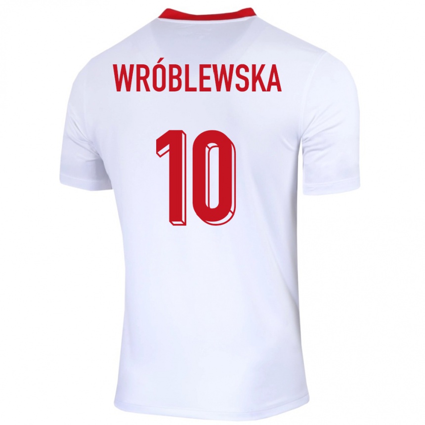 Kinder Fußball Polen Joanna Wroblewska #10 Weiß Heimtrikot Trikot 24-26 T-Shirt Luxemburg