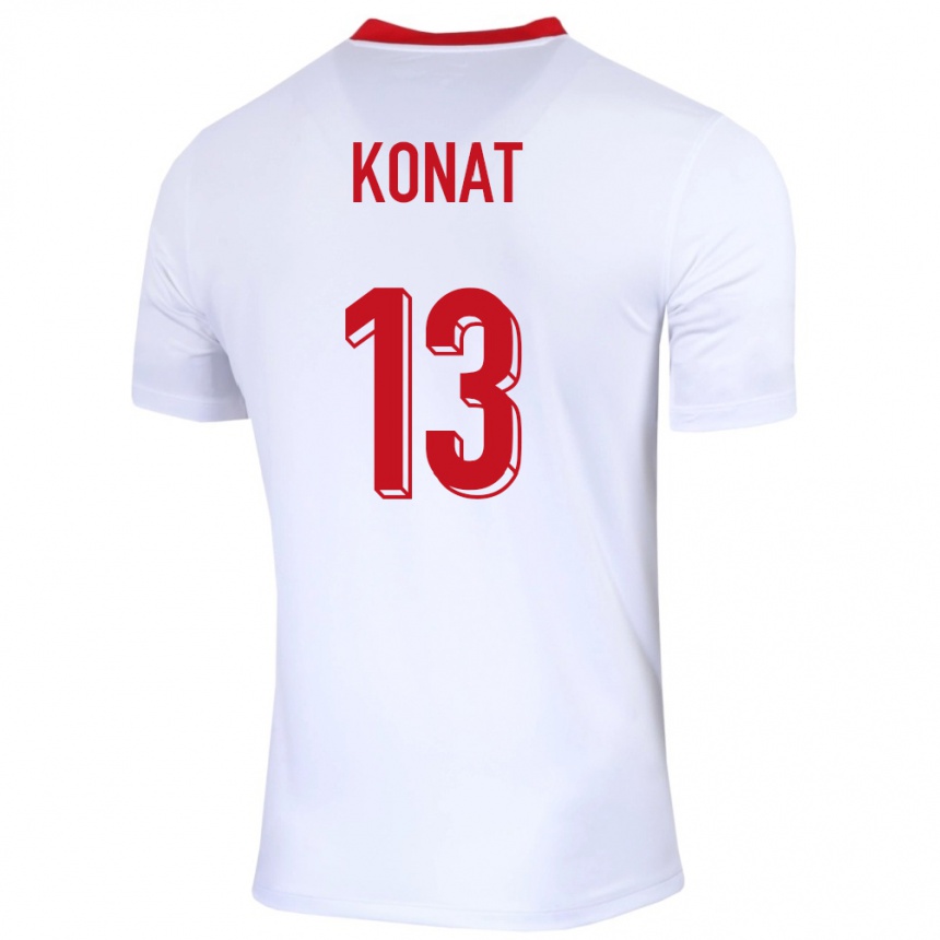 Kinder Fußball Polen Katarzyna Konat #13 Weiß Heimtrikot Trikot 24-26 T-Shirt Luxemburg