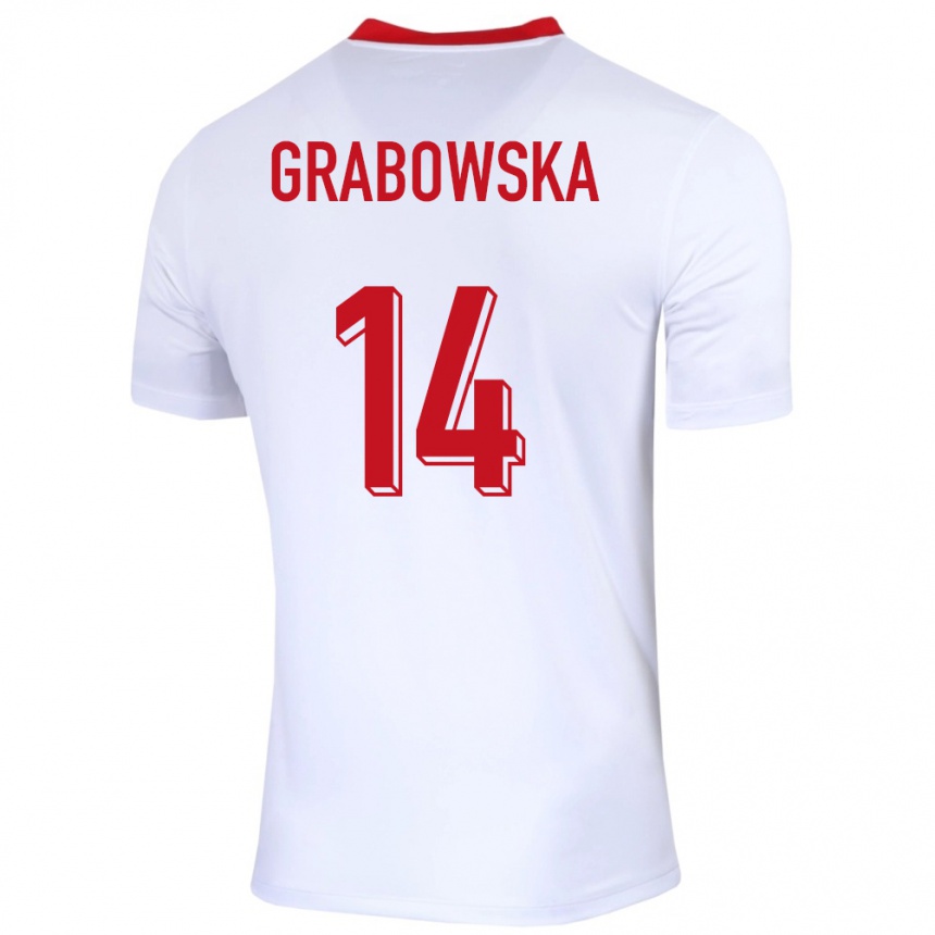Kinder Fußball Polen Dominika Grabowska #14 Weiß Heimtrikot Trikot 24-26 T-Shirt Luxemburg