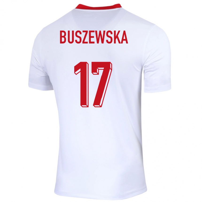 Kinder Fußball Polen Zofia Buszewska #17 Weiß Heimtrikot Trikot 24-26 T-Shirt Luxemburg