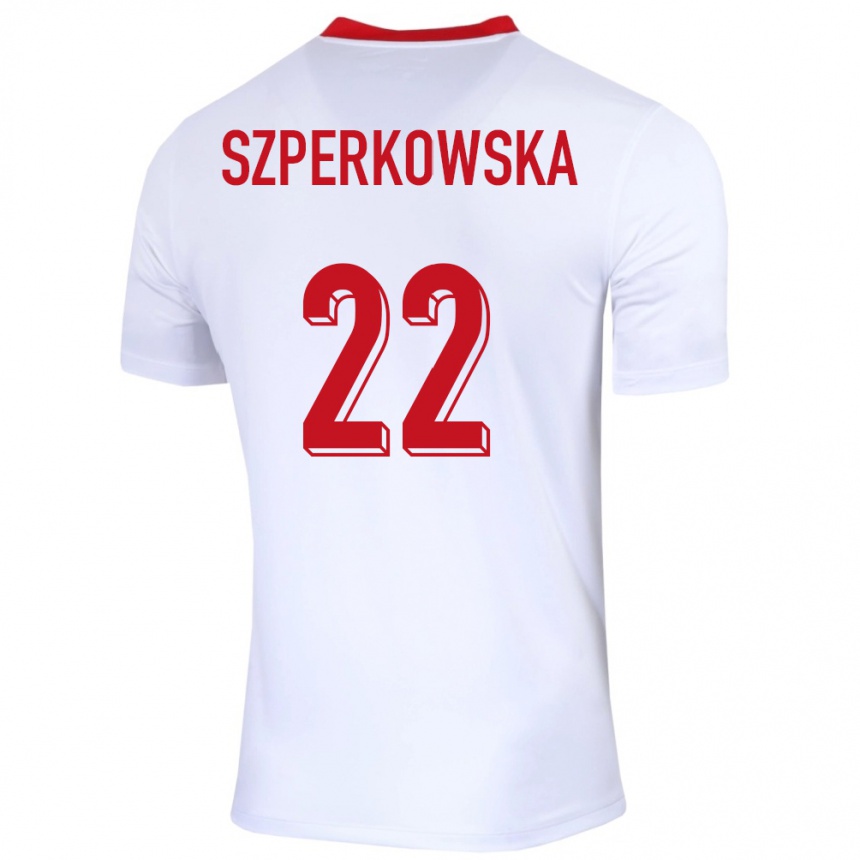 Kinder Fußball Polen Oliwia Szperkowska #22 Weiß Heimtrikot Trikot 24-26 T-Shirt Luxemburg