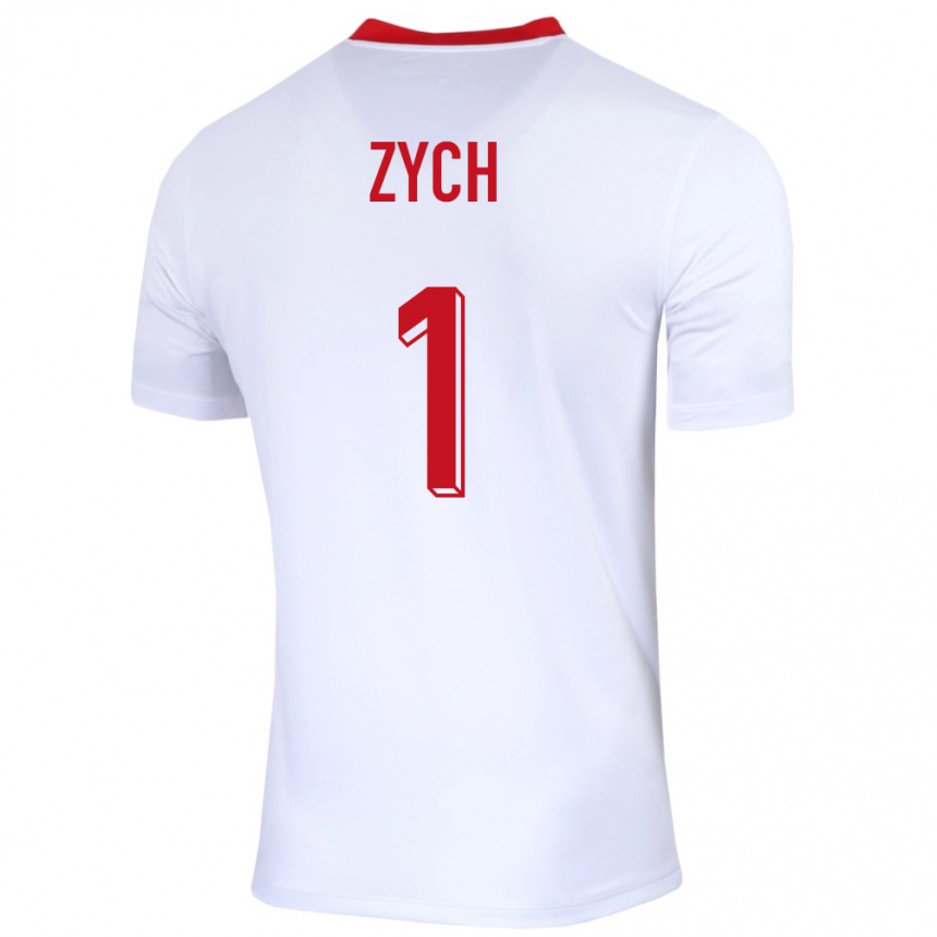 Kinder Fußball Polen Oliwier Zych #1 Weiß Heimtrikot Trikot 24-26 T-Shirt Luxemburg
