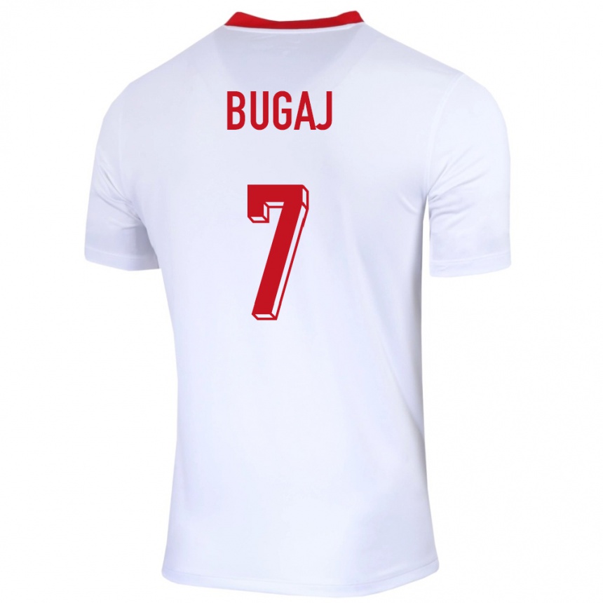 Kinder Fußball Polen Dawid Bugaj #7 Weiß Heimtrikot Trikot 24-26 T-Shirt Luxemburg