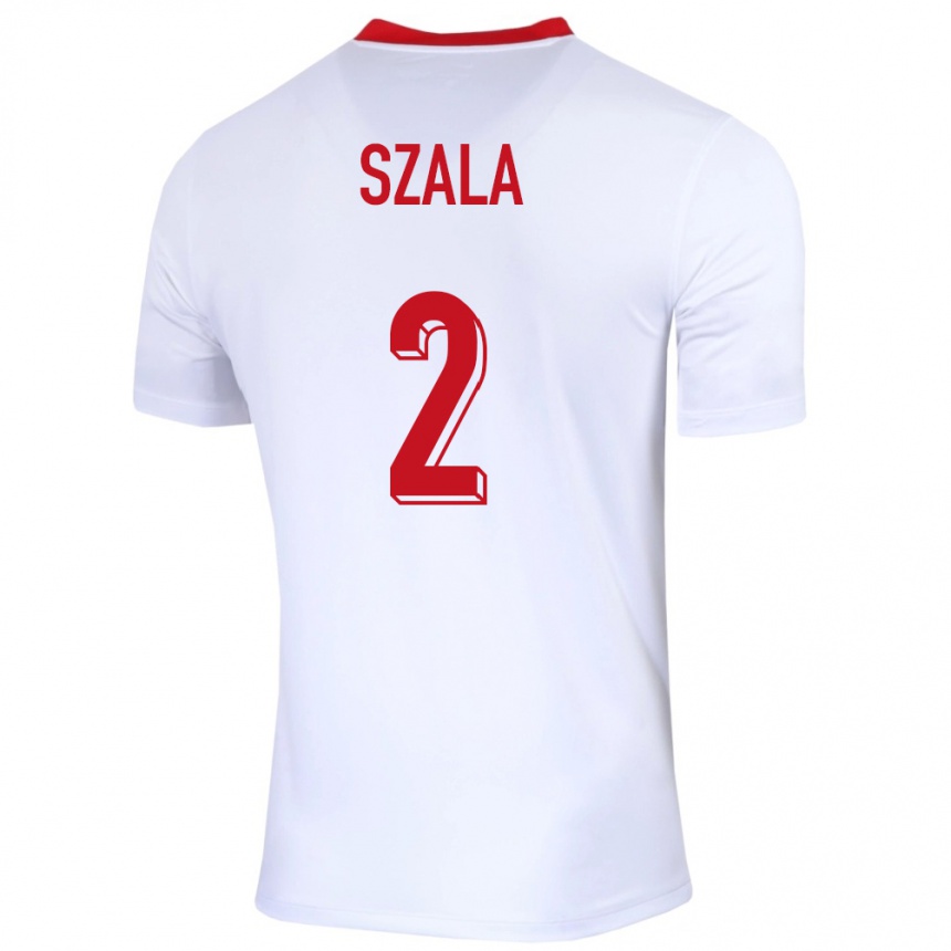 Kinder Fußball Polen Dominik Szala #2 Weiß Heimtrikot Trikot 24-26 T-Shirt Luxemburg