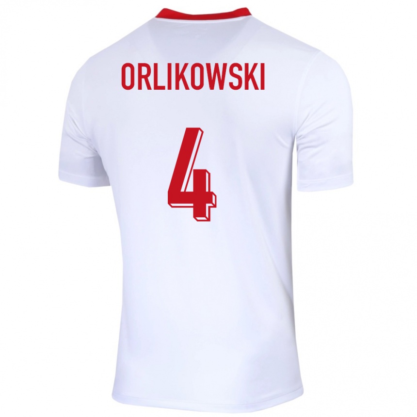 Kinder Fußball Polen Igor Orlikowski #4 Weiß Heimtrikot Trikot 24-26 T-Shirt Luxemburg