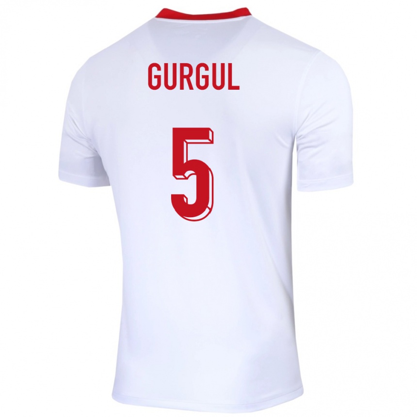 Kinder Fußball Polen Michal Gurgul #5 Weiß Heimtrikot Trikot 24-26 T-Shirt Luxemburg