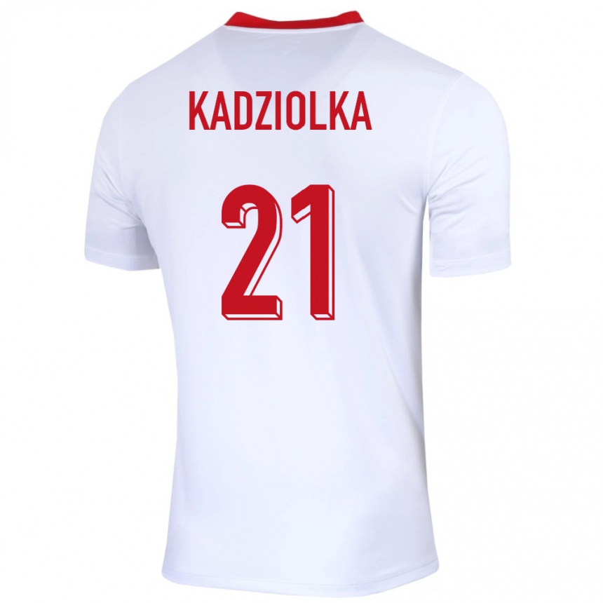 Kinder Fußball Polen Szymon Kadziolka #21 Weiß Heimtrikot Trikot 24-26 T-Shirt Luxemburg