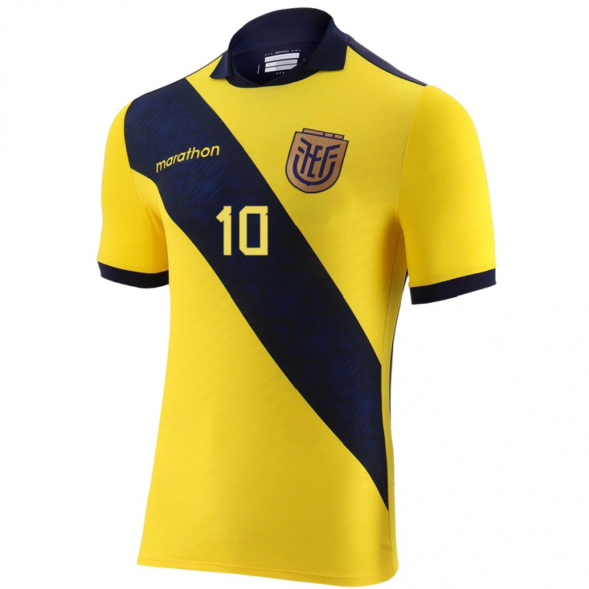 Kinder Fußball Ecuador Joselyn Espinales #10 Gelb Heimtrikot Trikot 24-26 T-Shirt Luxemburg