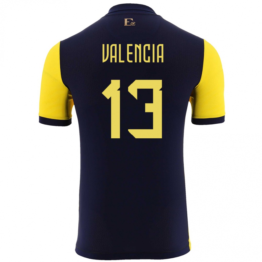 Kinder Fußball Ecuador Enner Valencia #13 Gelb Heimtrikot Trikot 24-26 T-Shirt Luxemburg