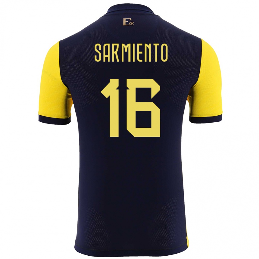 Kinder Fußball Ecuador Jeremy Sarmiento #16 Gelb Heimtrikot Trikot 24-26 T-Shirt Luxemburg