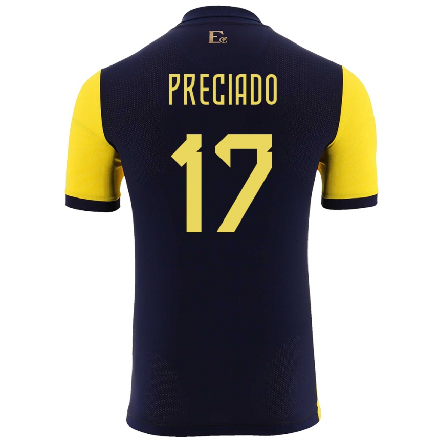 Kinder Fußball Ecuador Angelo Preciado #17 Gelb Heimtrikot Trikot 24-26 T-Shirt Luxemburg
