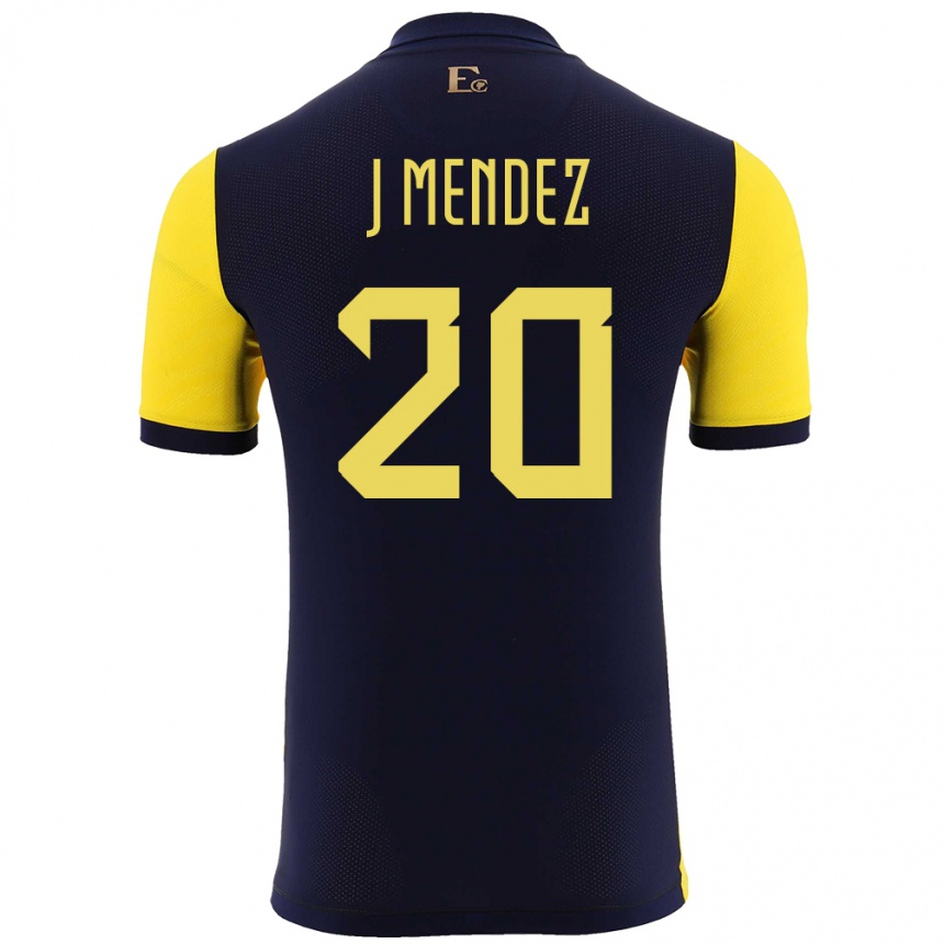 Kinder Fußball Ecuador Jhegson Mendez #20 Gelb Heimtrikot Trikot 24-26 T-Shirt Luxemburg