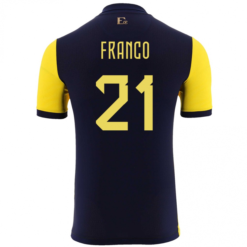 Kinder Fußball Ecuador Alan Franco #21 Gelb Heimtrikot Trikot 24-26 T-Shirt Luxemburg