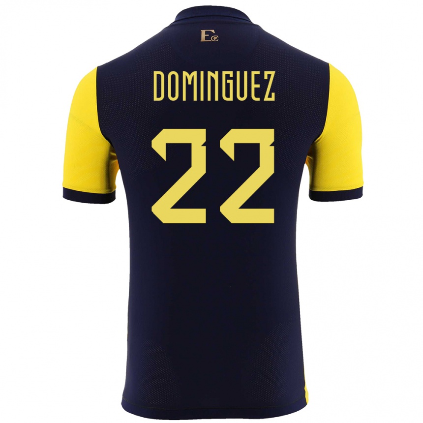 Kinder Fußball Ecuador Alexander Dominguez #22 Gelb Heimtrikot Trikot 24-26 T-Shirt Luxemburg