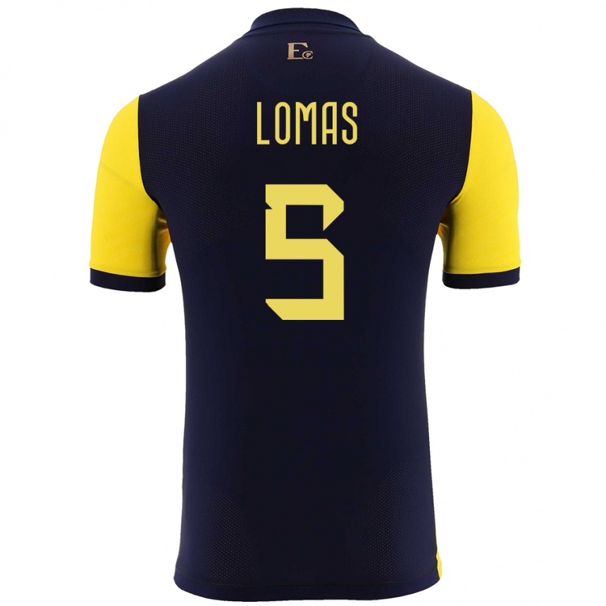Kinder Fußball Ecuador Ariana Lomas #5 Gelb Heimtrikot Trikot 24-26 T-Shirt Luxemburg