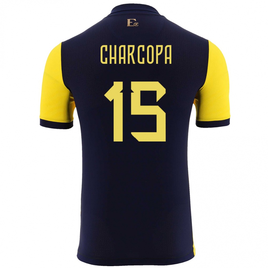 Kinder Fußball Ecuador Nicole Charcopa #15 Gelb Heimtrikot Trikot 24-26 T-Shirt Luxemburg