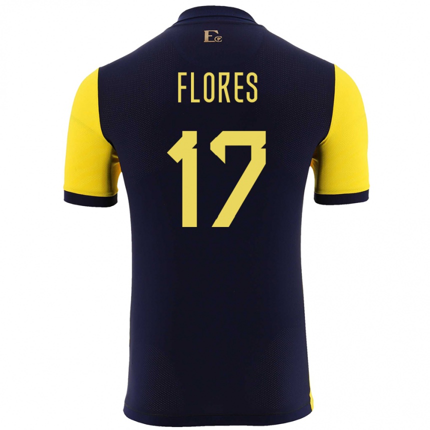 Kinder Fußball Ecuador Karen Flores #17 Gelb Heimtrikot Trikot 24-26 T-Shirt Luxemburg