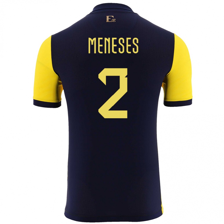 Kinder Fußball Ecuador Randy Meneses #2 Gelb Heimtrikot Trikot 24-26 T-Shirt Luxemburg