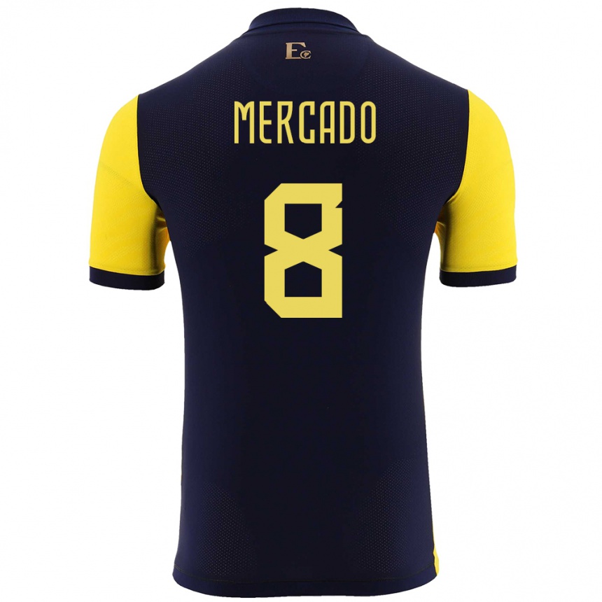 Kinder Fußball Ecuador Patrik Mercado #8 Gelb Heimtrikot Trikot 24-26 T-Shirt Luxemburg