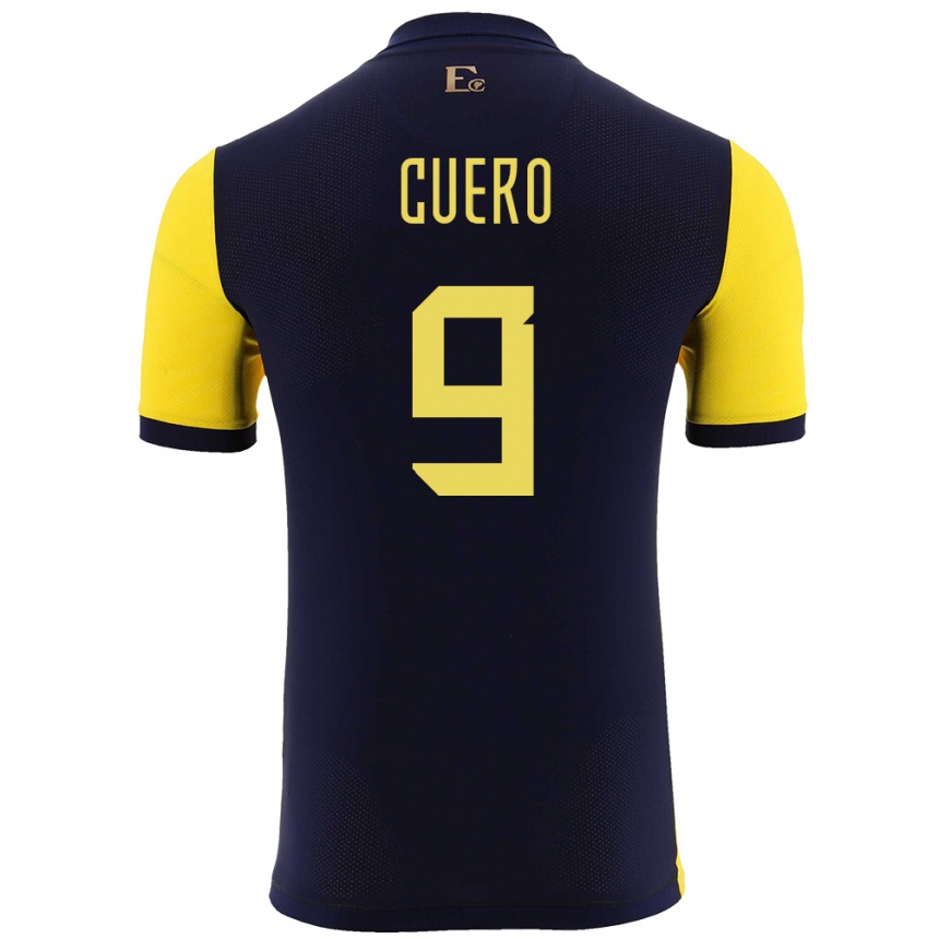 Kinder Fußball Ecuador Justin Cuero #9 Gelb Heimtrikot Trikot 24-26 T-Shirt Luxemburg