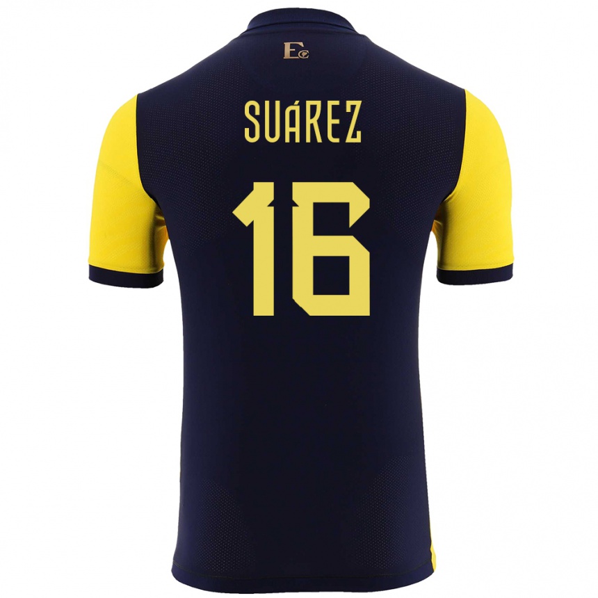 Kinder Fußball Ecuador Ariel Suarez #16 Gelb Heimtrikot Trikot 24-26 T-Shirt Luxemburg
