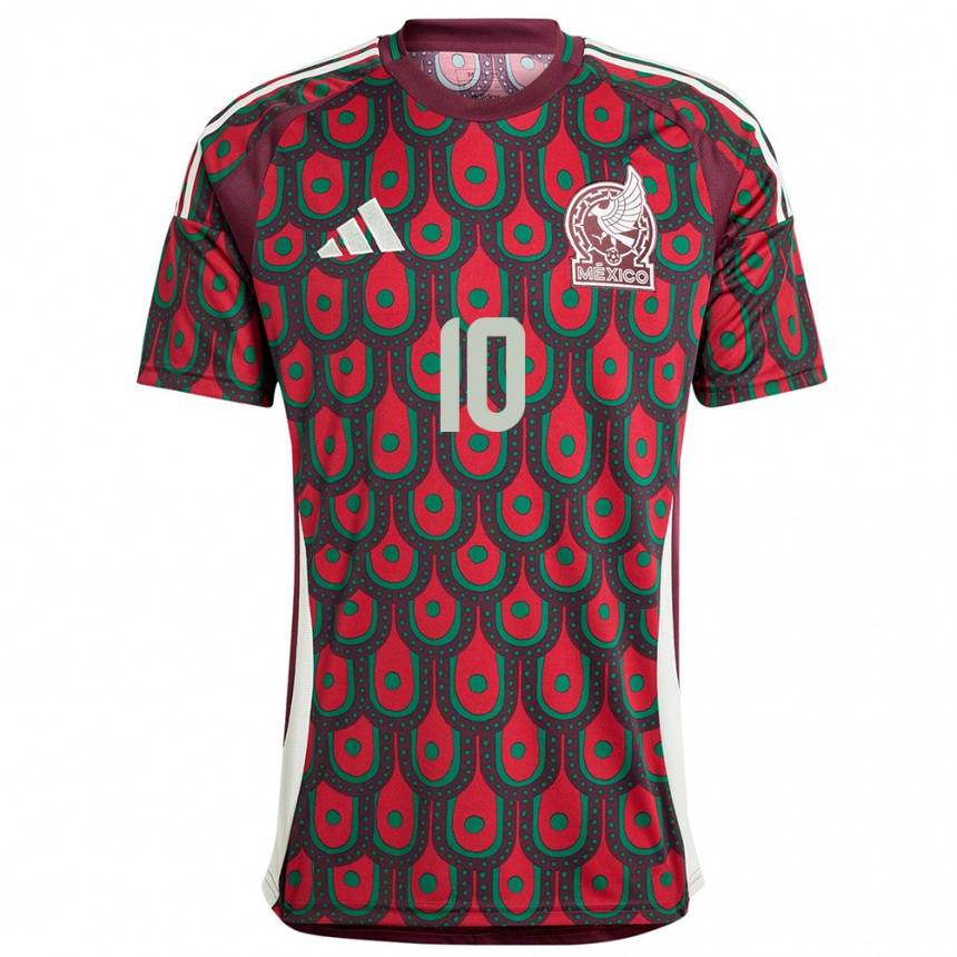 Kinder Fußball Mexiko Orbelin Pineda #10 Kastanienbraun Heimtrikot Trikot 24-26 T-Shirt Luxemburg